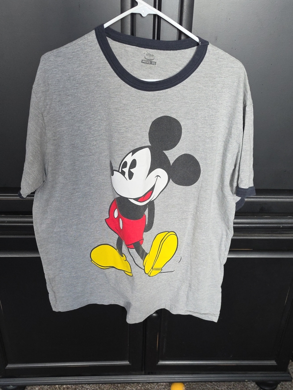 Disney Gray Ringer Tee with Red, Yellow & Black Mickey